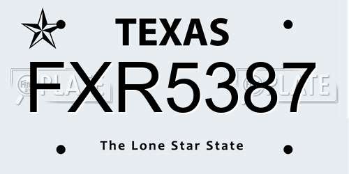 FXR5387 Texas License Plate