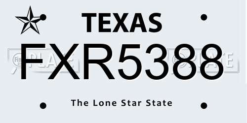 FXR5388 Texas License Plate