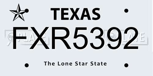 FXR5392 Texas License Plate