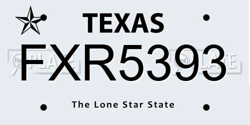 FXR5393 Texas License Plate