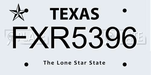 FXR5396 Texas License Plate