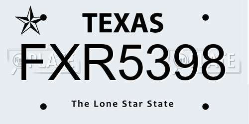 FXR5398 Texas License Plate