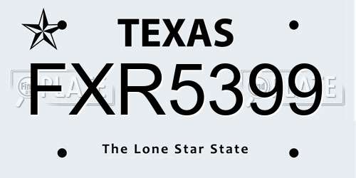 FXR5399 Texas License Plate