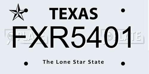 FXR5401 Texas License Plate