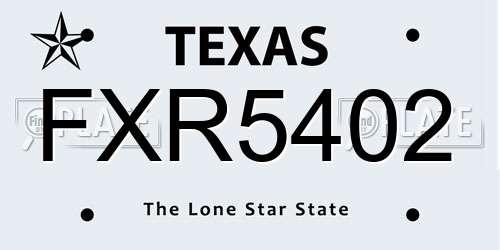 FXR5402 Texas License Plate