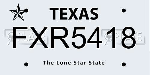 FXR5418 Texas License Plate
