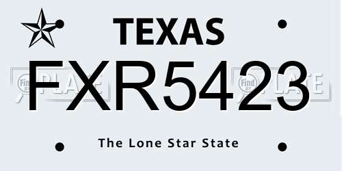 FXR5423 Texas License Plate