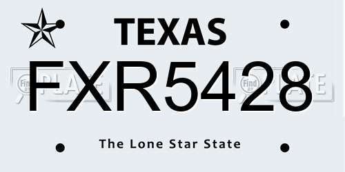 FXR5428 Texas License Plate