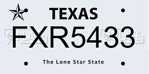 FXR5433 Texas License Plate