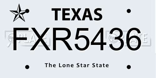 FXR5436 Texas License Plate