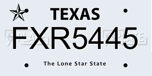 FXR5445 Texas License Plate