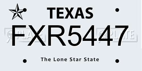 FXR5447 Texas License Plate