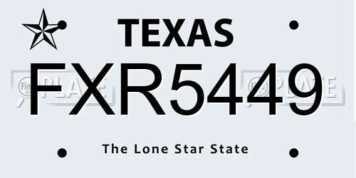 FXR5449 Texas License Plate