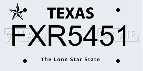 FXR5451 Texas License Plate
