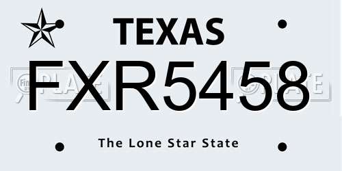 FXR5458 Texas License Plate