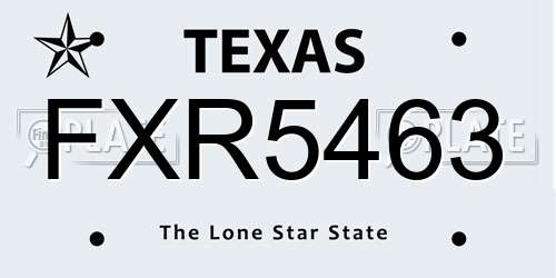 FXR5463 Texas License Plate
