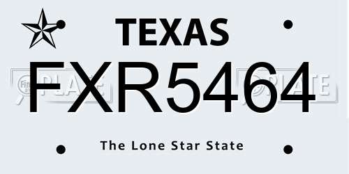 FXR5464 Texas License Plate