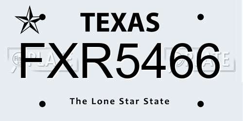 FXR5466 Texas License Plate