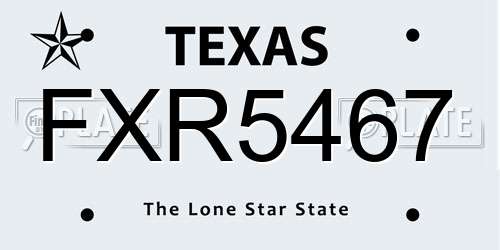 FXR5467 Texas License Plate