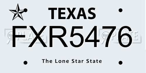 FXR5476 Texas License Plate