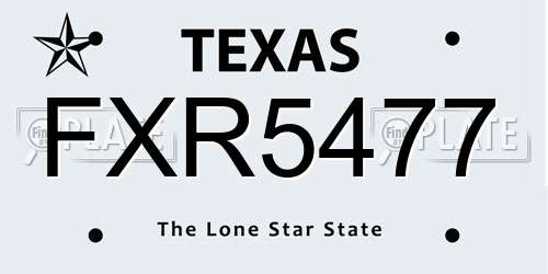 FXR5477 Texas License Plate