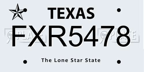 FXR5478 Texas License Plate