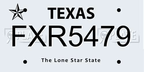 FXR5479 Texas License Plate