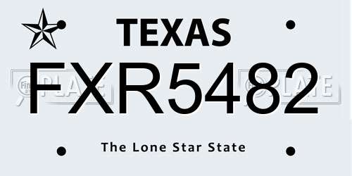 FXR5482 Texas License Plate