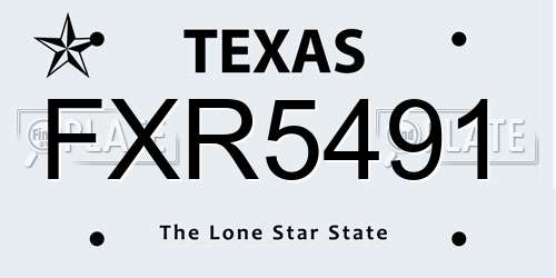 FXR5491 Texas License Plate