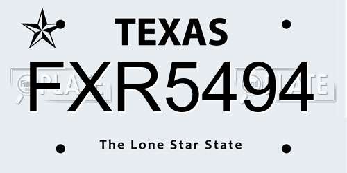 FXR5494 Texas License Plate