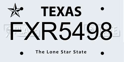 FXR5498 Texas License Plate