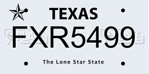 FXR5499 Texas License Plate