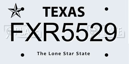 FXR5529 Texas License Plate