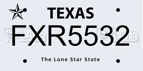 FXR5532 Texas License Plate