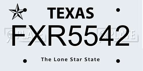 FXR5542 Texas License Plate