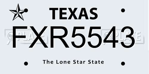 FXR5543 Texas License Plate
