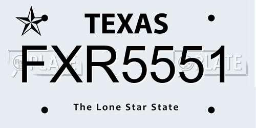 FXR5551 Texas License Plate