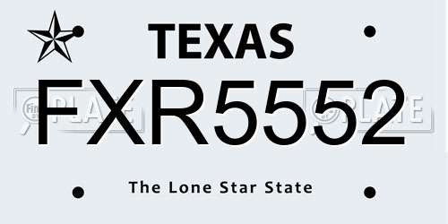FXR5552 Texas License Plate