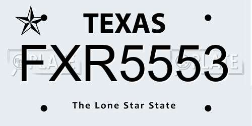 FXR5553 Texas License Plate