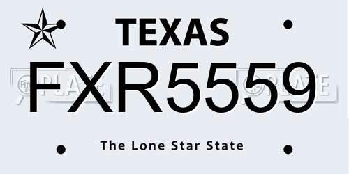 FXR5559 Texas License Plate