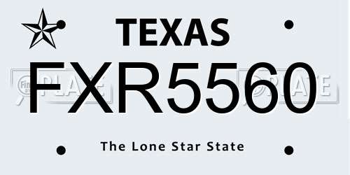 FXR5560 Texas License Plate