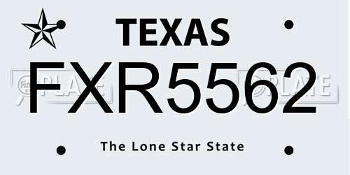 FXR5562 Texas License Plate