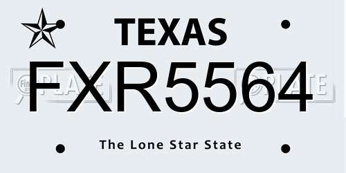 FXR5564 Texas License Plate