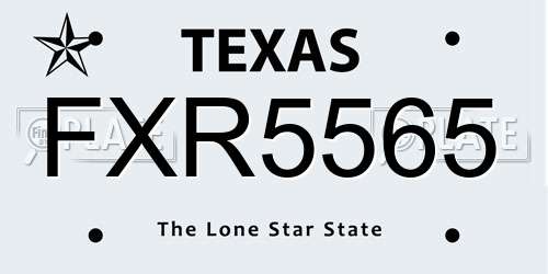 FXR5565 Texas License Plate