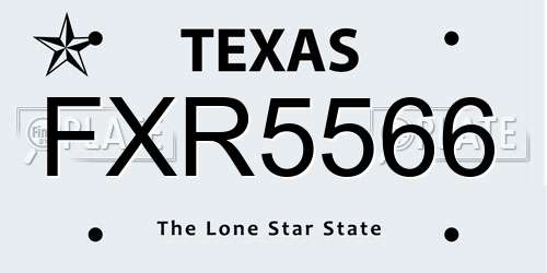 FXR5566 Texas License Plate