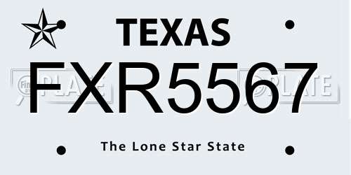 FXR5567 Texas License Plate
