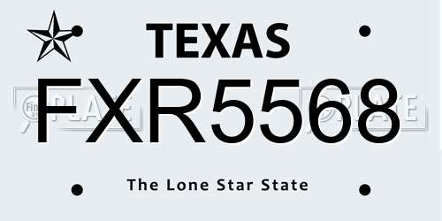 FXR5568 Texas License Plate