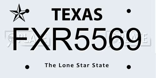 FXR5569 Texas License Plate