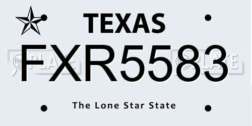 FXR5583 Texas License Plate