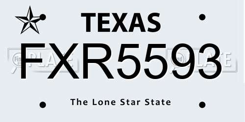 FXR5593 Texas License Plate
